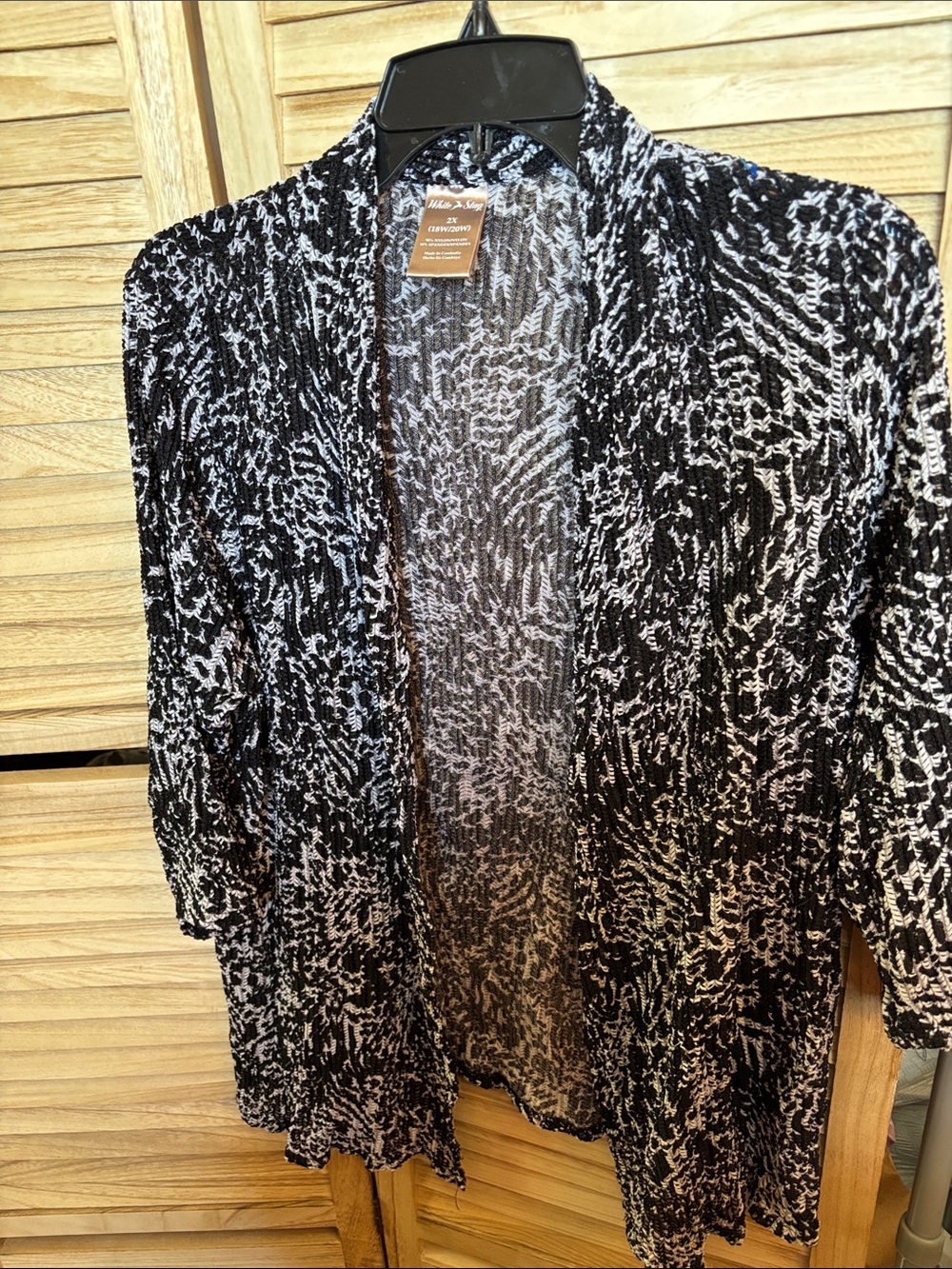 FINAL MARKDOWN White Stag Black and White Knit Open Cardigan 2X